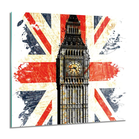 ArtprintCave, Flaga zegar Big Ben Foto szklane ścienne, 60x60 cm ArtPrintCave