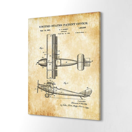 ArtprintCave, Fotoobraz na płótnie Samolot rysunek patent, 60x80 cm ArtPrintCave