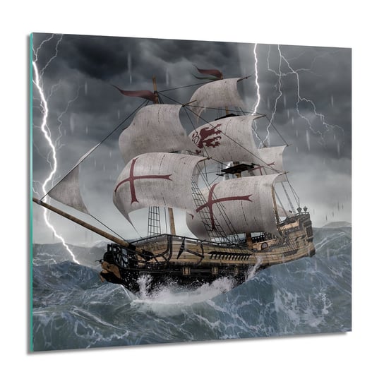 ArtprintCave, Galeon burza morze foto-obraz Obraz na szkle, 60x60 cm ArtPrintCave