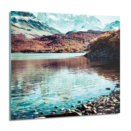 ArtprintCave, Góry jezioro kamień Foto szklane na ścianę, 60x60 cm ArtPrintCave
