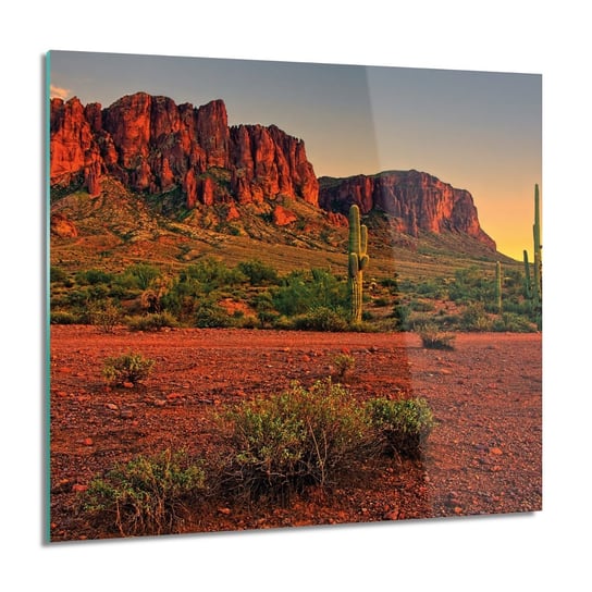 ArtprintCave, Góry pustynia kaktusy Obraz szklany, 60x60 cm ArtPrintCave