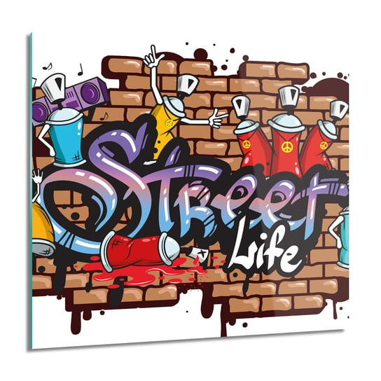 ArtprintCave, Graffiti street life kwadrat Foto szklane, 60x60 cm ArtPrintCave