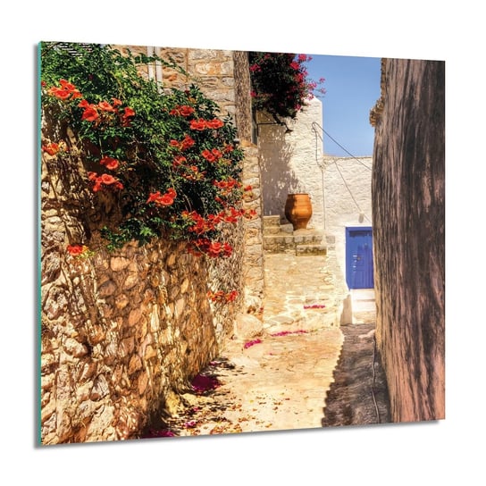 ArtprintCave, Grecja wyspa kwiaty Foto na szkle, 60x60 cm ArtPrintCave