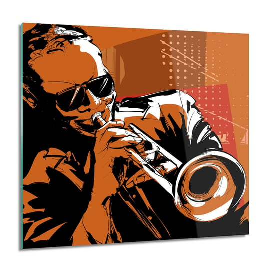 ArtprintCave, Jazz trąbka muzyk Foto szklane na ścianę, 60x60 cm ArtPrintCave