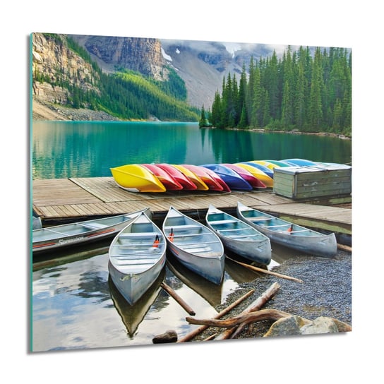 ArtprintCave, Jezioro kajaki góry Foto szklane ścienne, 60x60 cm ArtPrintCave