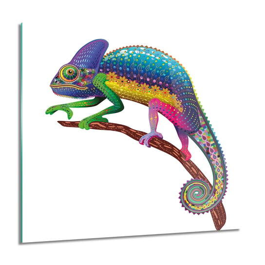 ArtprintCave, Kameleon tęcza kolor Obraz na szkle, 60x60 cm ArtPrintCave