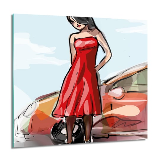 ArtprintCave, Kobieta auto obraz Obraz na szkle na ścianę, 60x60 cm ArtPrintCave