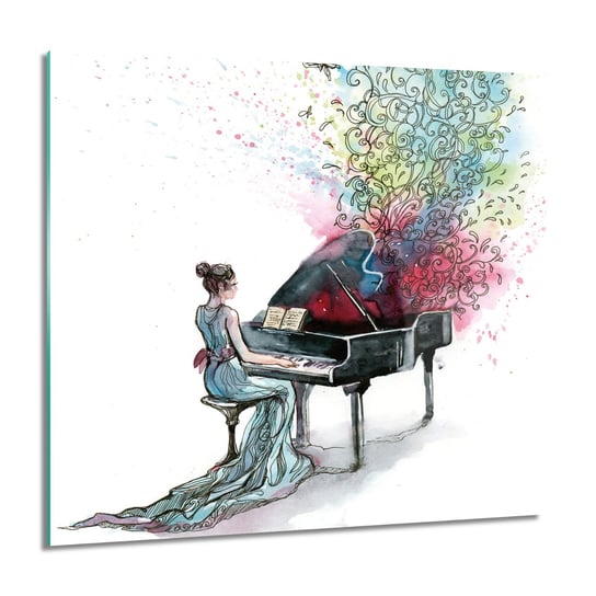 ArtprintCave, Kobieta fortepian Obraz szklany na ścianę, 60x60 cm ArtPrintCave