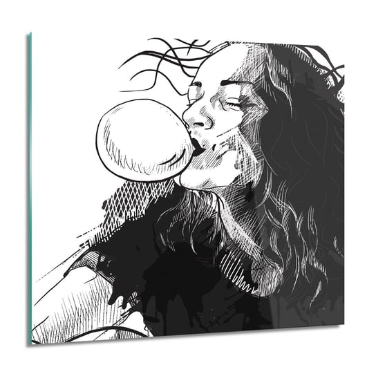 ArtprintCave, Kobieta guma balon do salonu Foto szklane, 60x60 cm ArtPrintCave