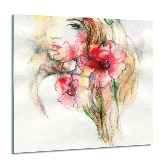 ArtprintCave, Kobieta kwiaty włosy Obraz szklany na ścianę, 60x60 cm ArtPrintCave