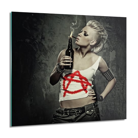 ArtprintCave, Kobieta punk butelka obraz na szkle, 60x60 cm ArtPrintCave