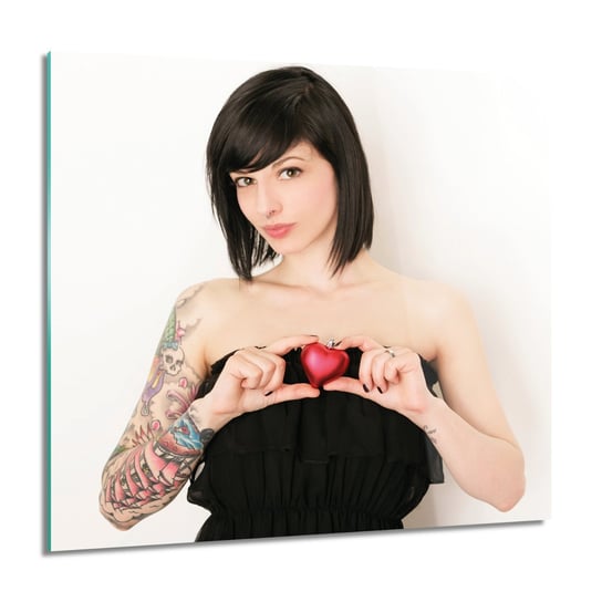 ArtprintCave, Kobieta tatuaż serce obraz szklany na ścianę, 60x60 cm ArtPrintCave