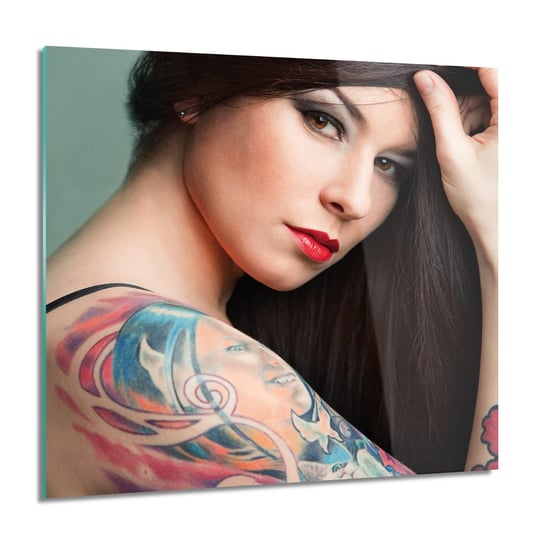ArtprintCave, Kobieta tatuaż włosy obraz szklany ścienny, 60x60 cm ArtPrintCave