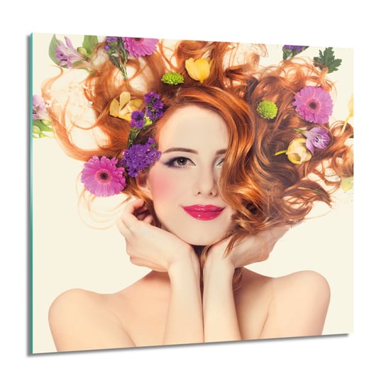 ArtprintCave, Kobieta włosy kwiaty foto na szkle, 60x60 cm ArtPrintCave