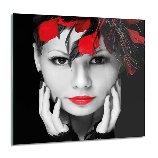 ArtprintCave, Kobieta włosy pióra obraz na szkle, 60x60 cm ArtPrintCave