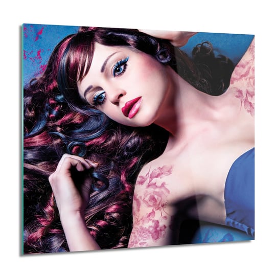 ArtprintCave, Kobieta włosy tatuaż foto na szkle na ścianę, 60x60 cm ArtPrintCave