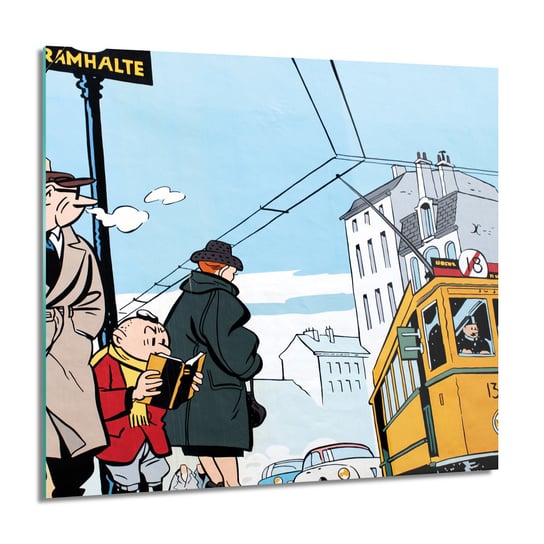 ArtprintCave, Komiks tramwaj ulica foto szklane, 60x60 cm ArtPrintCave