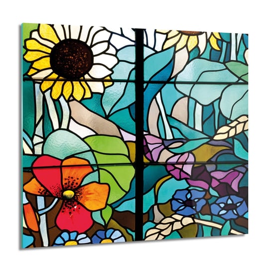 ArtprintCave, Kwiaty witraż kwadrat obraz na szkle, 60x60 cm ArtPrintCave