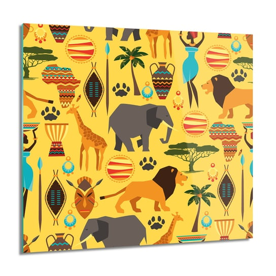 ArtprintCave, Lew słoń Afryka wzór obraz szklany, 60x60 cm ArtPrintCave