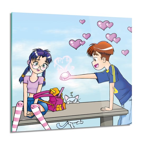 ArtprintCave, Manga miłość serce obraz na szkle, 60x60 cm ArtPrintCave