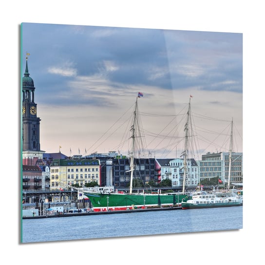 ArtprintCave, Miasto łódki port obraz szklany na ścianę, 60x60 cm ArtPrintCave