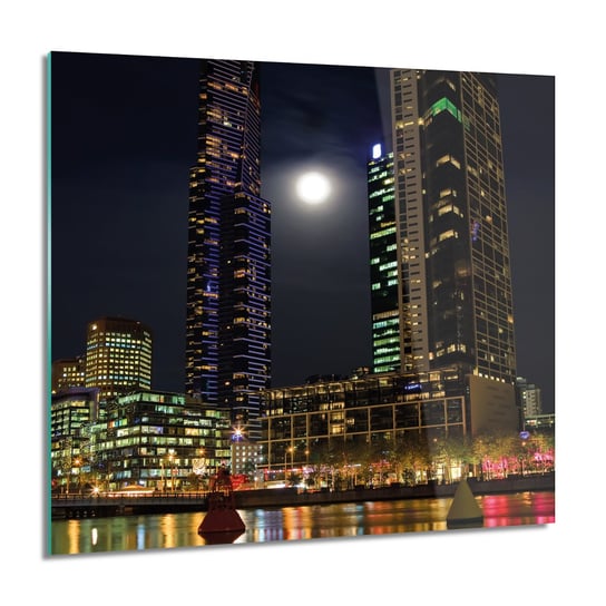 ArtprintCave, Miasto Melbourne noc kwadrat obraz szklany, 60x60 cm ArtPrintCave