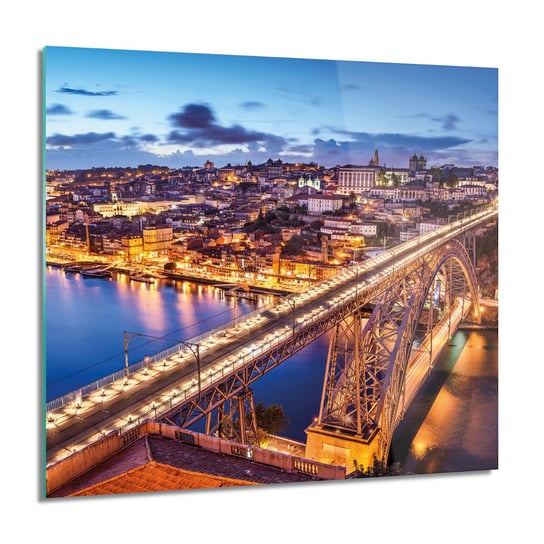 ArtprintCave, Miasto most rzeka obraz szklany na ścianę, 60x60 cm ArtPrintCave