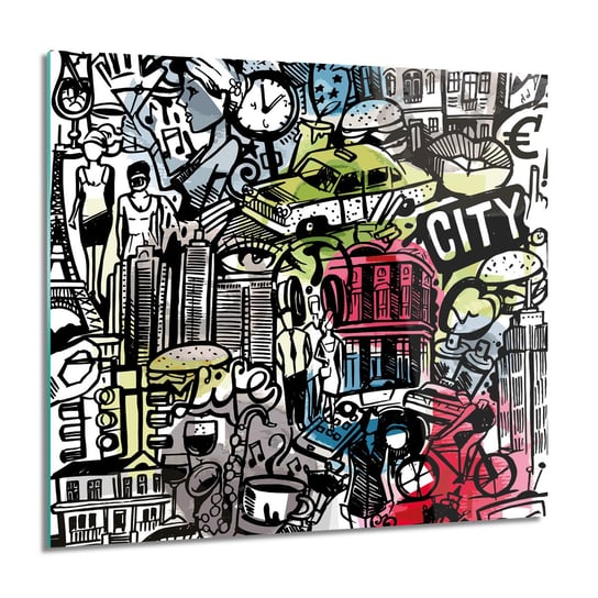 ArtprintCave, Miasto rysunek foto na szkle ścienne, 60x60 cm ArtPrintCave