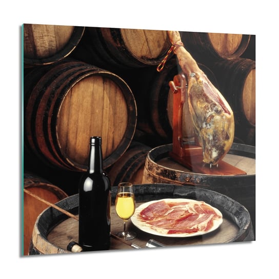 ArtprintCave, Mięso beczki wino foto na szkle na ścianę, 60x60 cm ArtPrintCave