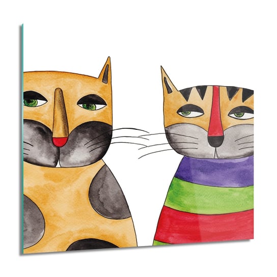 ArtprintCave, Narysowane koty nowoczesne obraz szklany, 60x60 cm ArtPrintCave