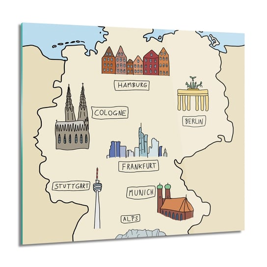 ArtprintCave, Niemcy mapa grafika obraz na szkle ścienny, 60x60 cm ArtPrintCave