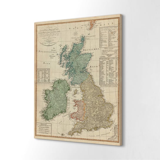ArtPrintCave, Obraz canvas, 40x60 cm Retro mapa Wielkiej Brytanii ArtPrintCave