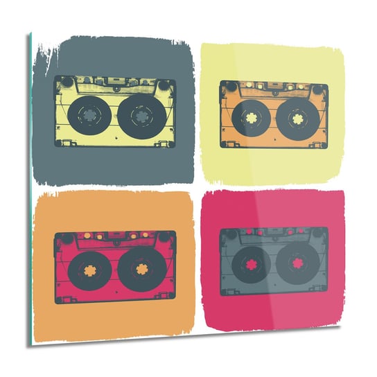 ArtprintCave, Obraz na szkle, Retro kasety muzyka, 60x60 cm ArtPrintCave