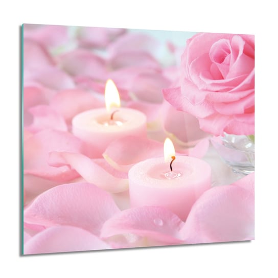 ArtprintCave, Obraz na szkle, Róża świece płatki, 60x60 cm ArtPrintCave