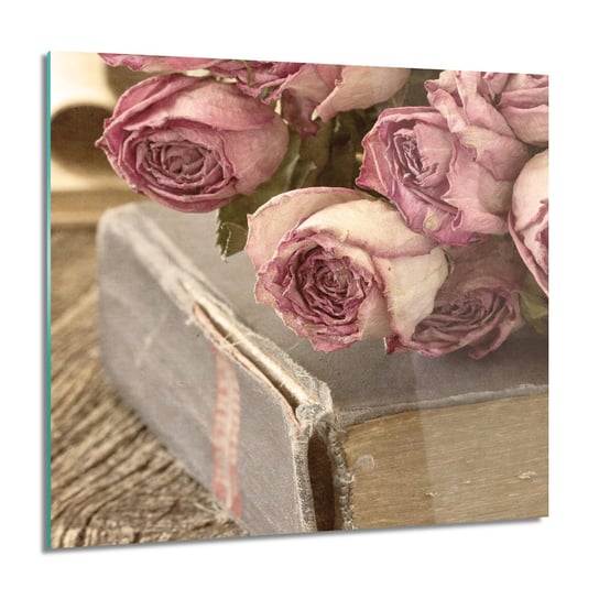 ArtprintCave, Obraz na szkle, Róże bukiet książka, 60x60 cm ArtPrintCave
