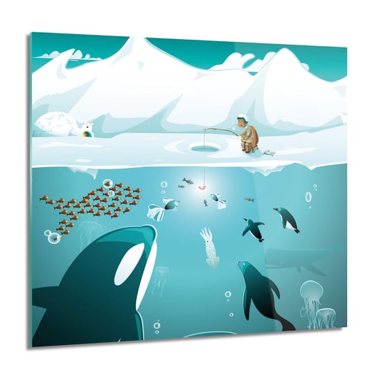 ArtprintCave, Obraz na szkle, Ryby orka lód noc, 60x60 cm ArtPrintCave
