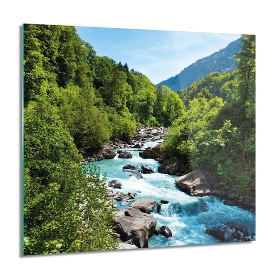 ArtprintCave, Obraz na szkle, Rzeka las kamienie, 60x60 cm ArtPrintCave