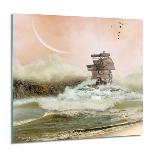 ArtprintCave, Obraz na szkle, Statek pirat fale, 60x60 cm ArtPrintCave