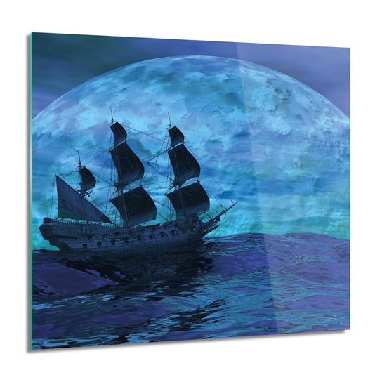 ArtprintCave, Obraz na szkle, Statek woda księżyc, 60x60 cm ArtPrintCave