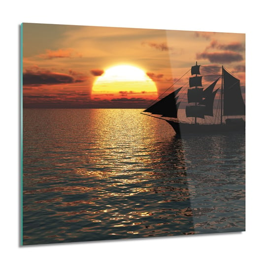 ArtprintCave, Obraz na szkle, Statek zachód słońca, grafika, 60x60 cm ArtPrintCave