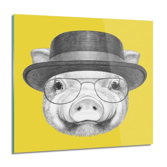 ArtprintCave, Obraz na szkle, Świnia kapelusz grafika, 60x60 cm ArtPrintCave