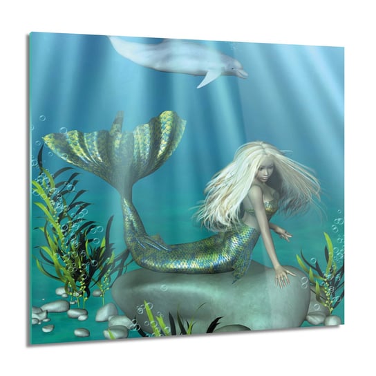 ArtprintCave, Obraz na szkle, Syrena delfin magia, 60x60 cm ArtPrintCave