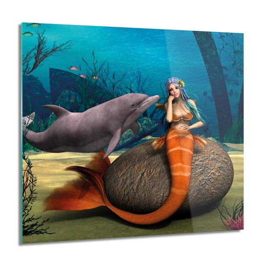 ArtprintCave, Obraz na szkle, Syrena delfin rafa, 60x60 cm ArtPrintCave