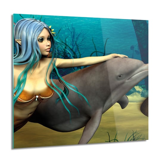 ArtprintCave, Obraz na szkle, Syrena delfin rafa grafika, 60x60 cm ArtPrintCave