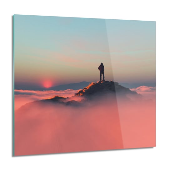 ArtprintCave, Obraz na szkle, Turysta szczyt góry, 60x60 cm ArtPrintCave