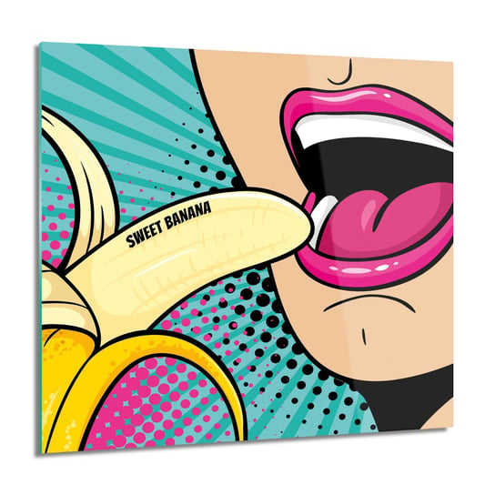 ArtprintCave, Obraz na szkle, Twarz pop art banan, 60x60 cm ArtPrintCave