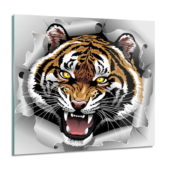 ArtprintCave, Obraz na szkle, Tygrys głowa grafika, 60x60 cm ArtPrintCave