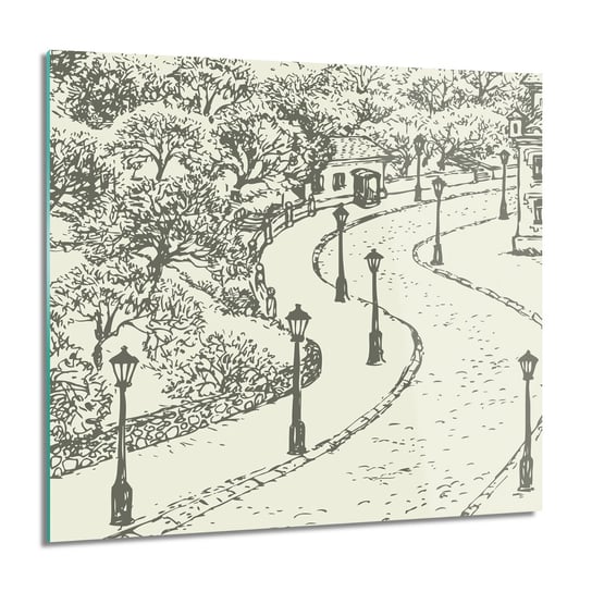 ArtprintCave, Obraz na szkle, Ulica drzewa grafika, grafika, 60x60 cm ArtPrintCave