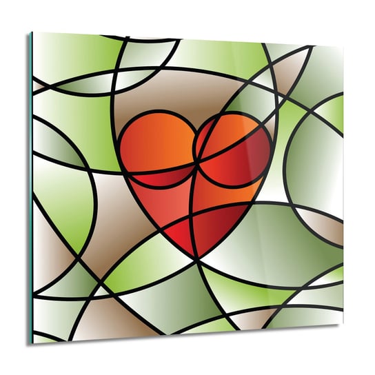 ArtprintCave, Obraz na szkle, Witraż okno serce, 60x60 cm ArtPrintCave