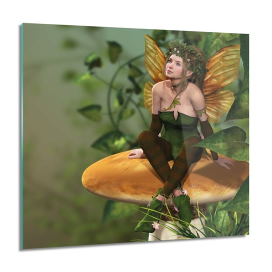 ArtprintCave, Obraz na szkle, Wróżka grzyb liście, 60x60 cm ArtPrintCave
